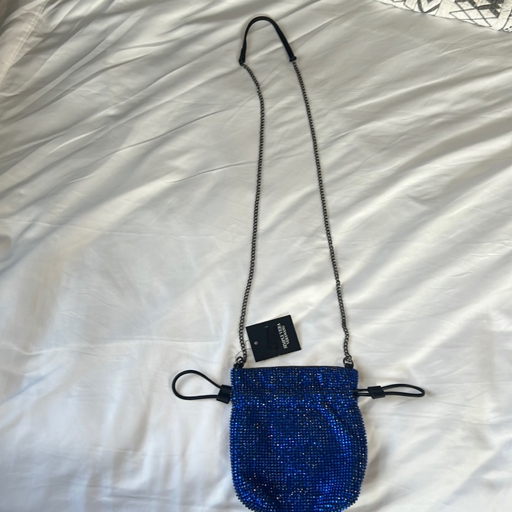 Simply Vera Wang vegan leather/royal blue rhinestone bag